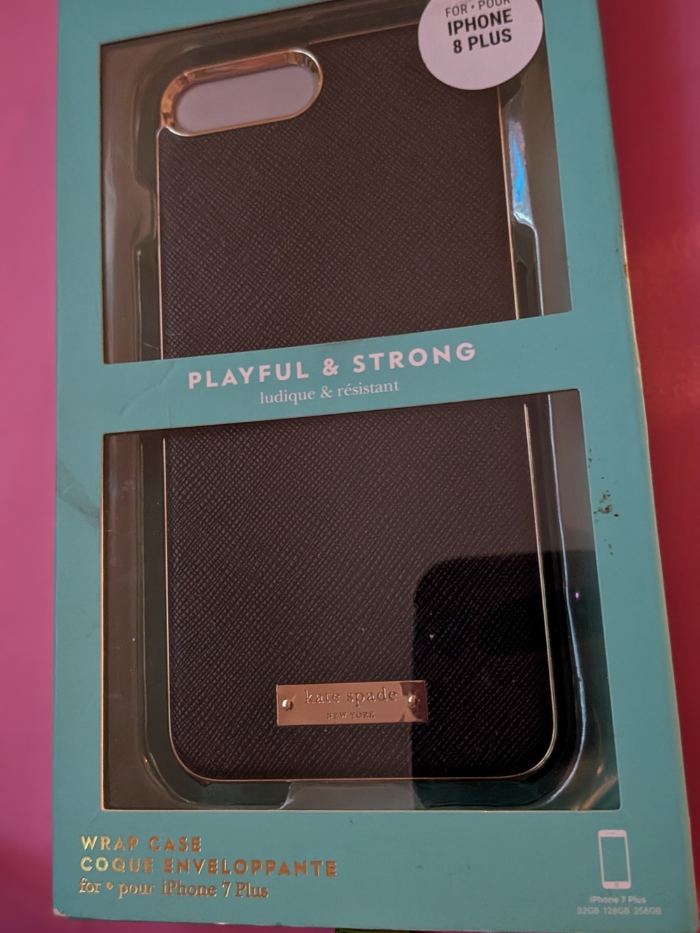 kate spade Black Textured Wrap Case with Gold Accent for iPhone 8 Plus/7 Plus
